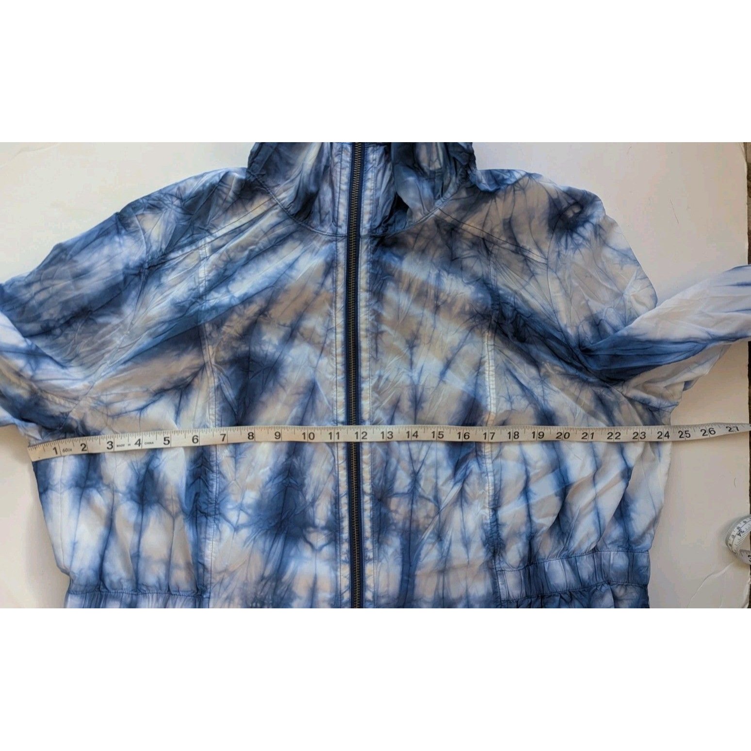Cj Banks Women’s 1x 16/18w Blue White Tie Dye Hooded Jacket Nwt Full Zip — image 7 of 8
